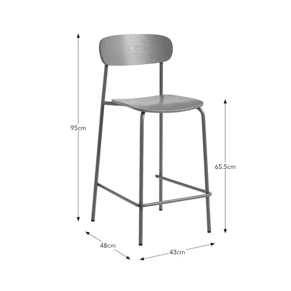 Griffin Bar Stool Stackable - Green, Metal