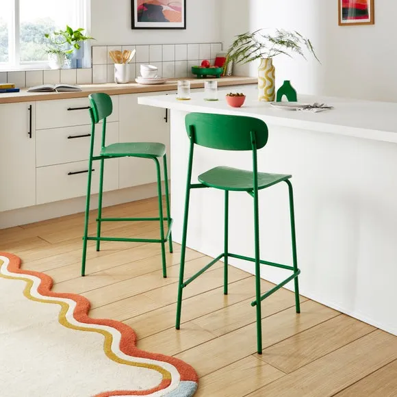 Griffin Bar Stool Stackable - Green, Metal image