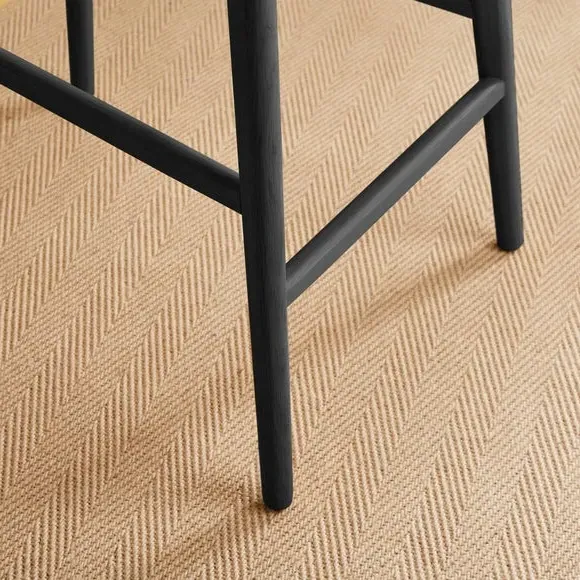 High-Back Bar Stool - Black, Solid Oak