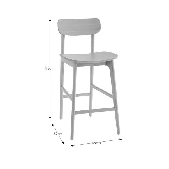High-Back Bar Stool - Natural, Solid Oak