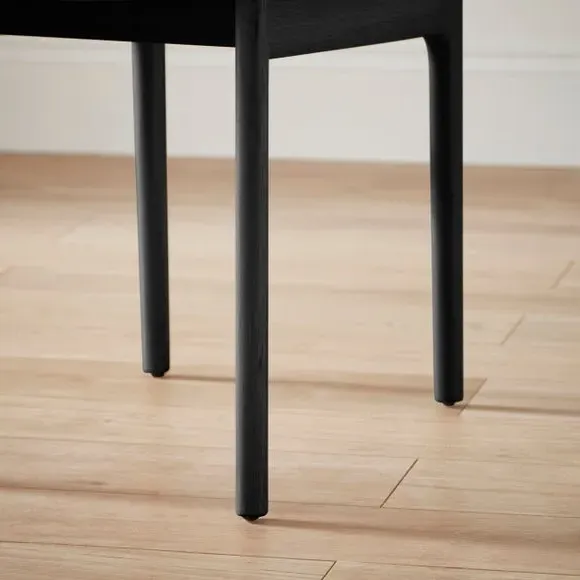 High-Back Dining Chair - Black, Solid Oak