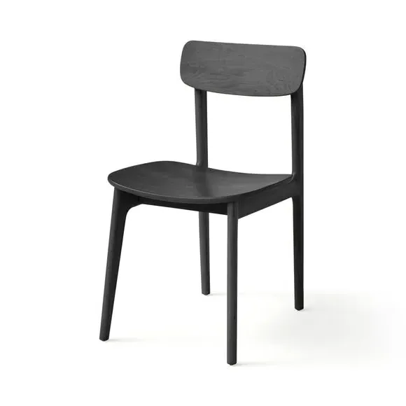 High-Back Dining Chair - Black, Solid Oak
