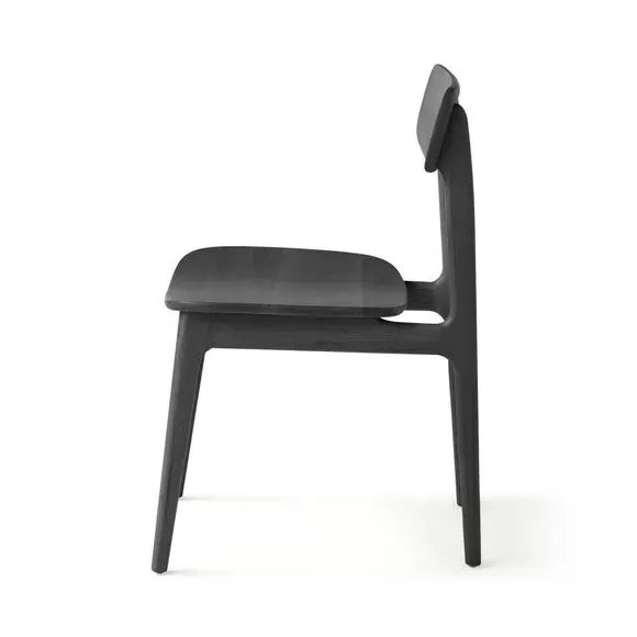 High-Back Dining Chair - Black, Solid Oak