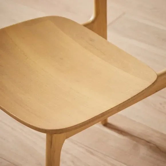 High-Back Dining Chair - Natural, Solid Oak