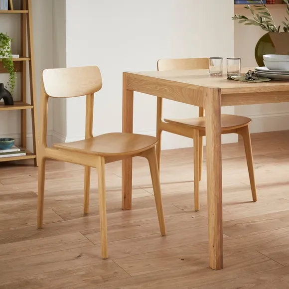 High-Back Dining Chair - Natural, Solid Oak