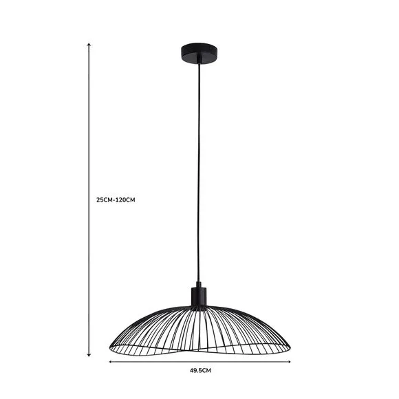 Jaula Pendant Light with Adjustable Drop - Black