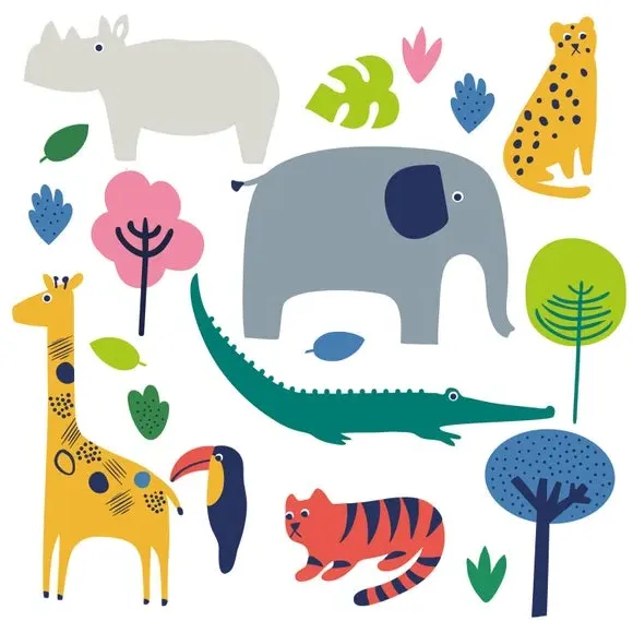 Jungle Wall Stickers - Multicolor, Vinyl