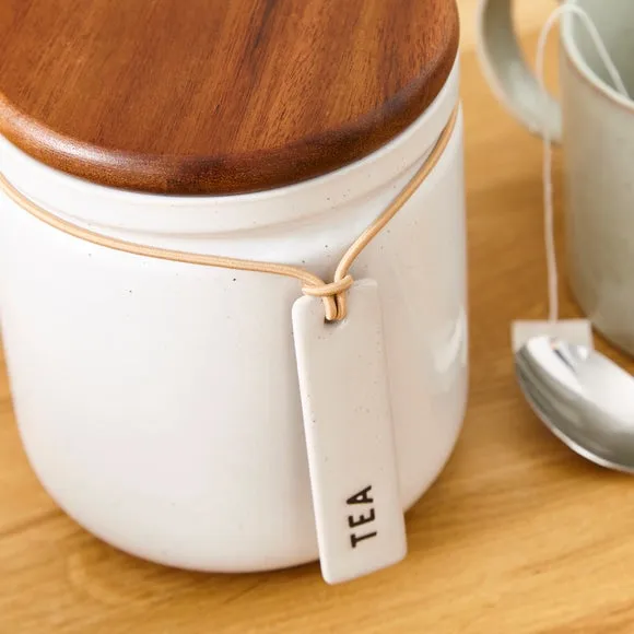 Kitchen Canister with Hang Tag - Cream, Stoneware