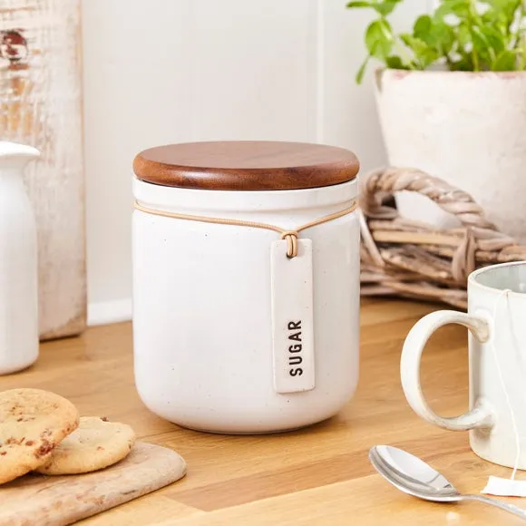 Kitchen Canister with Hang Tag - Cream, Stoneware