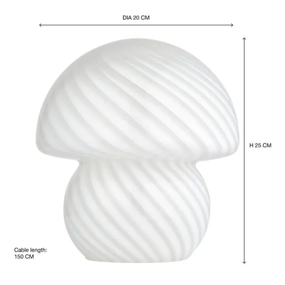 Large Mushroom Table Lamp - White, Glass