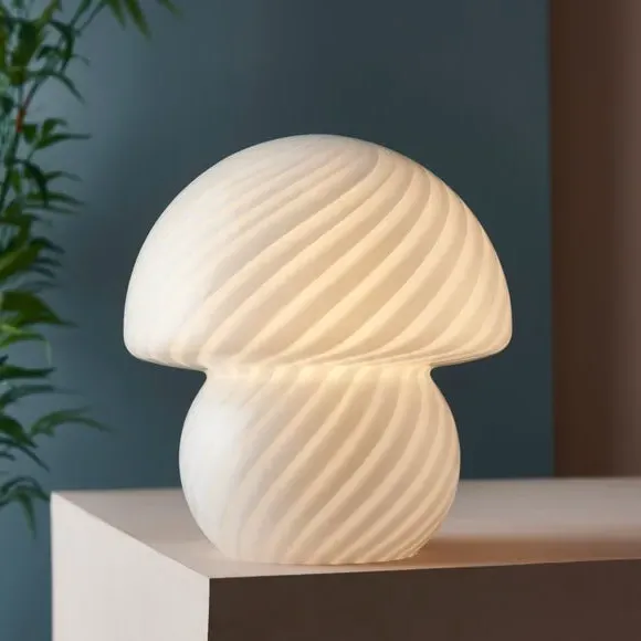 Large Mushroom Table Lamp - White, Glass image