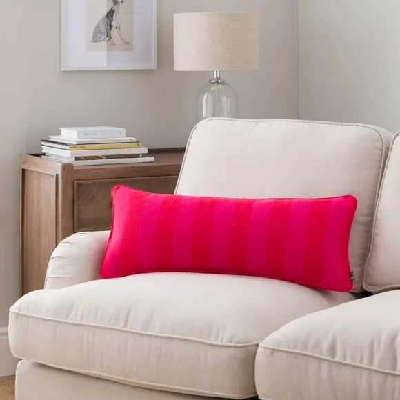 Large Rectangular Cushion Stripe - Magenta, Linen image