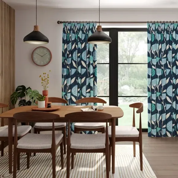 Made to Measure Curtains - Blue, Cotton Linen