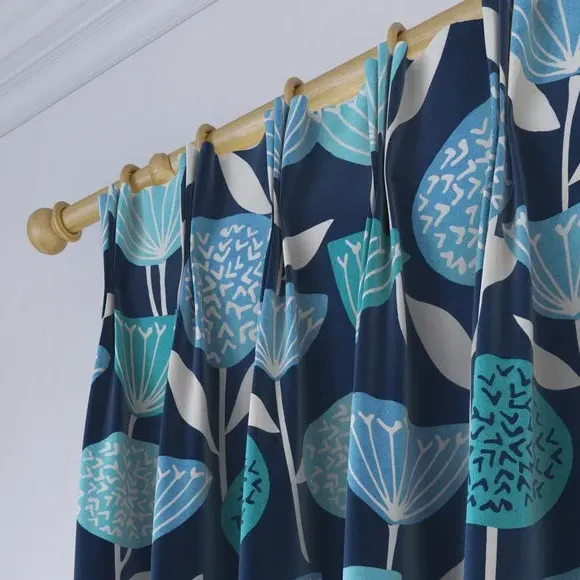 Made to Measure Curtains - Blue, Cotton Linen