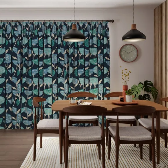 Made to Measure Curtains - Blue, Cotton Linen