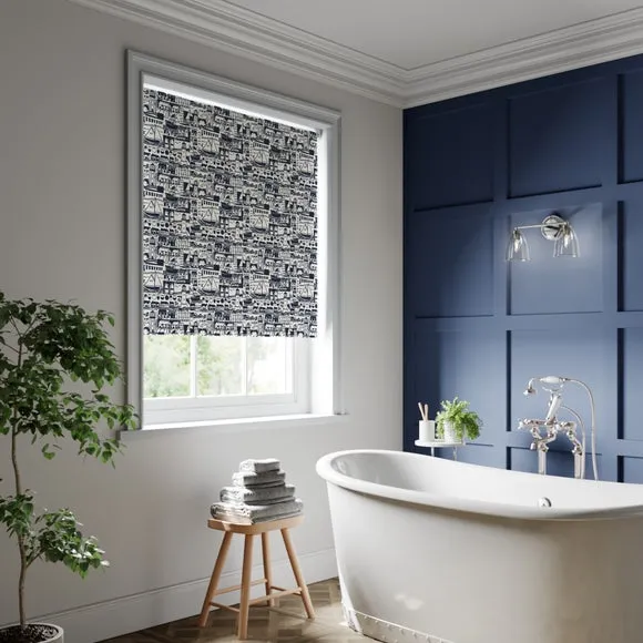 Moisture Resistant Roller Blind - Navy, Blackout