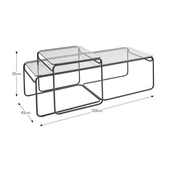 Nest Coffee Tables Set - Blue, Glass