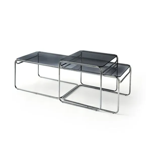 Nest Coffee Tables Set - Chrome, Glass