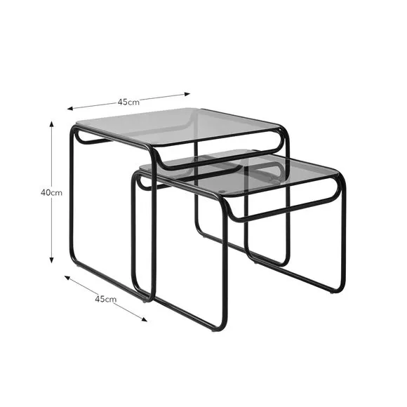 Nest of Side Tables - Black, Metal