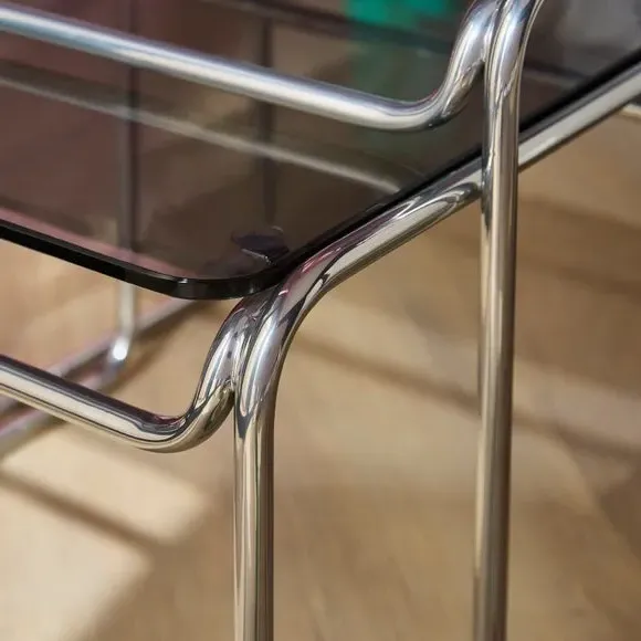 Nest of Side Tables - Chrome, Metal