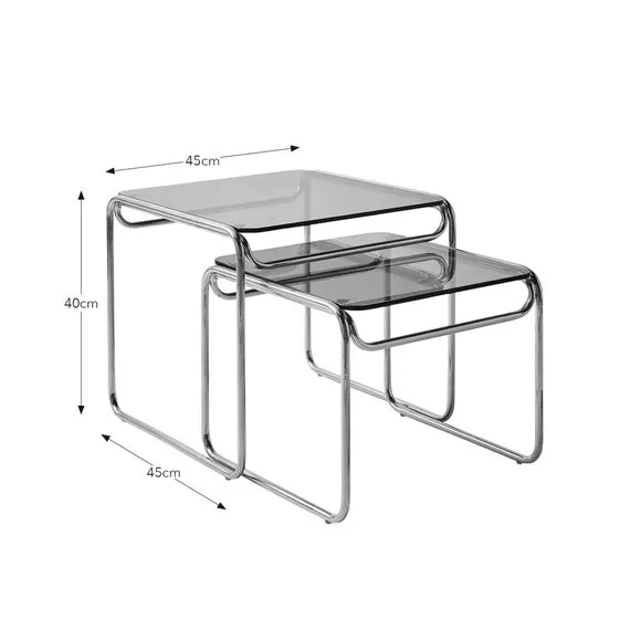 Nest of Side Tables - Chrome, Metal