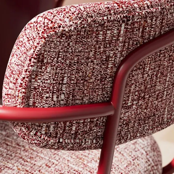 Office Chair with Two-Tone Design - Burgundy, Boucle