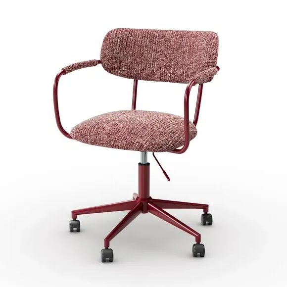 Office Chair with Two-Tone Design - Burgundy, Boucle