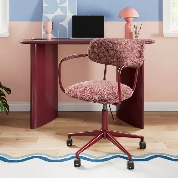 Office Chair with Two-Tone Design - Burgundy, Boucle image