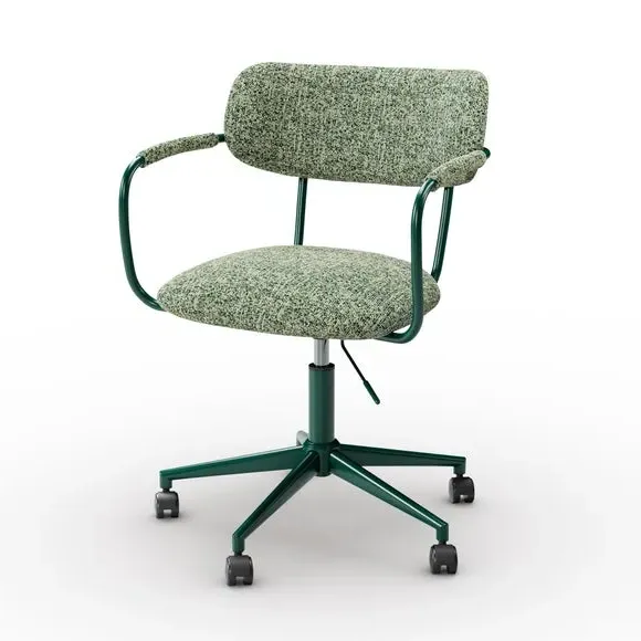 Office Chair with Two-Tone Design - Emerald, Boucle