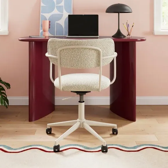 Office Chair with Two-Tone Design - Mushroom, Boucle