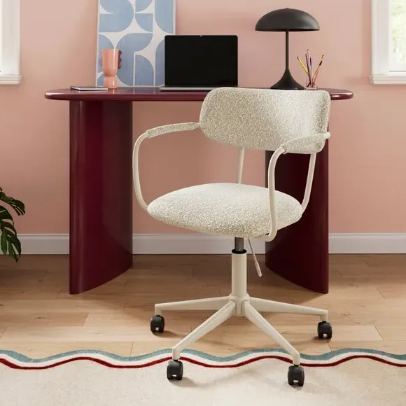 Office Chair with Two-Tone Design - Mushroom, Boucle