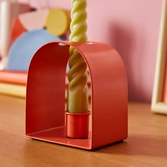 Oval Candlestick Holder - Orange