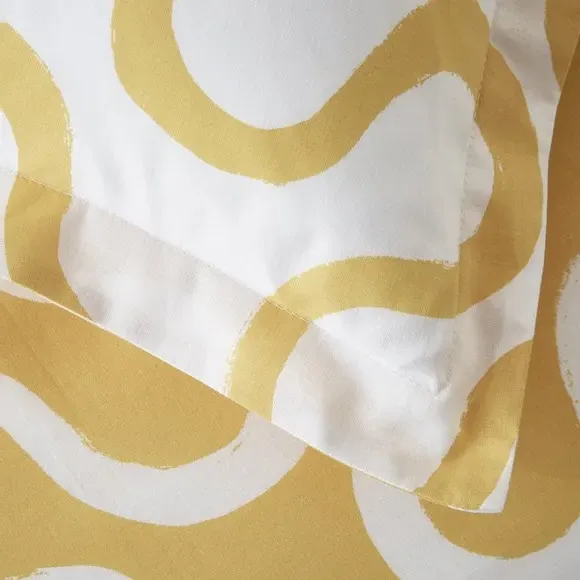 Oxford Pillowcase Abstract Design - Yellow, Cotton