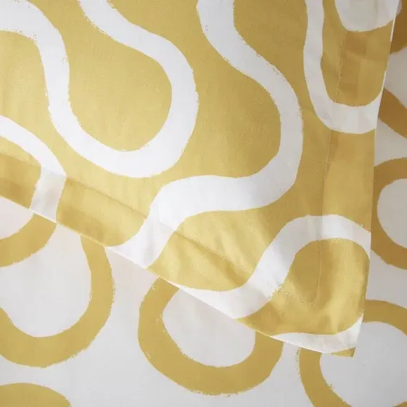 Oxford Pillowcase Abstract Design - Yellow, Cotton