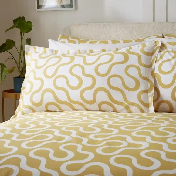 Oxford Pillowcase Abstract Design - Yellow, Cotton image
