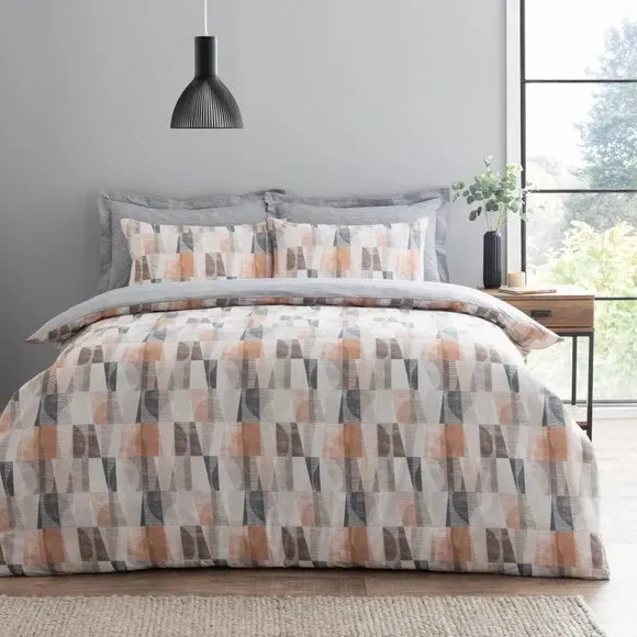 Oxford Pillowcase Geometric Print - Natural