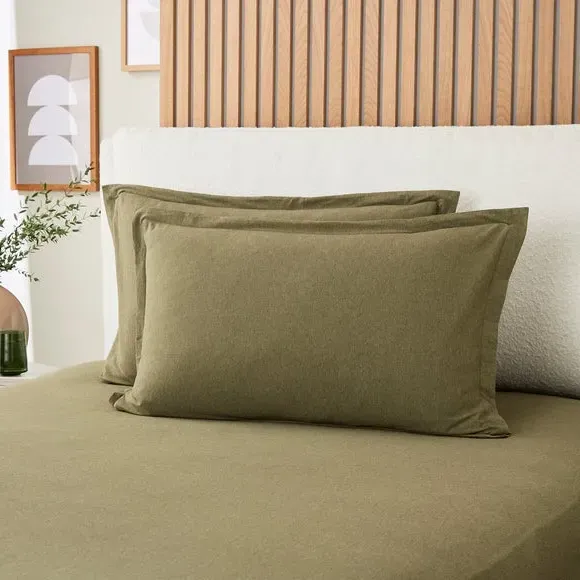 Oxford Pillowcase - Olive, Cotton Jersey