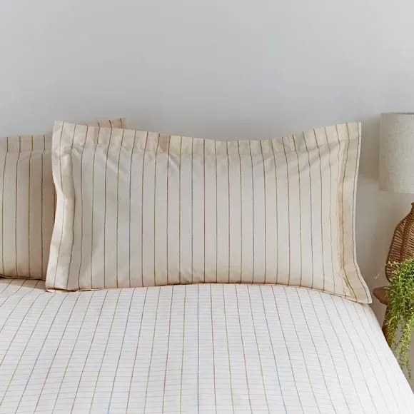 Oxford Pillowcase Reversible - Natural, Cotton