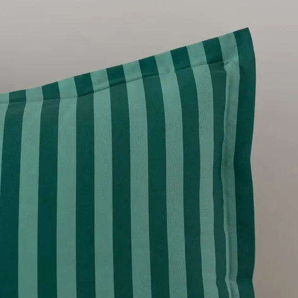 Oxford Pillowcase with Stripe Design - Green, Cotton