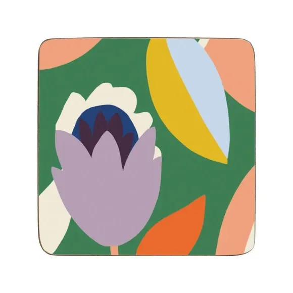 Pack of 4 Coasters with Cork Back - Multicolor