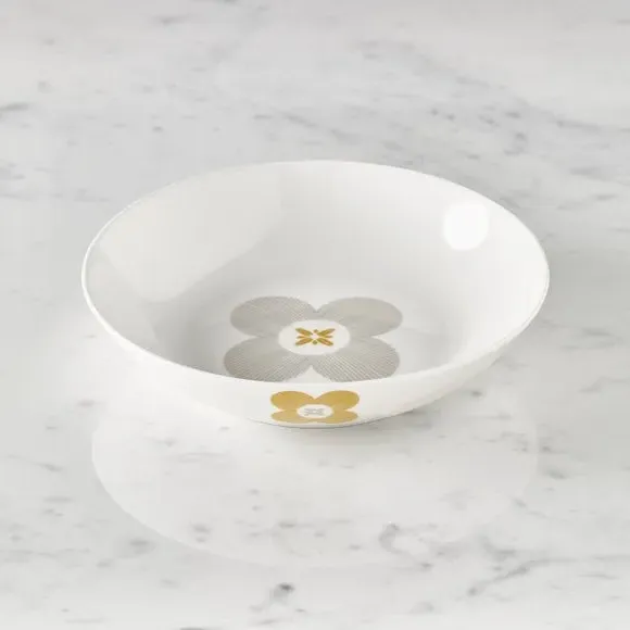 Pasta Bowl with Floral Design - Yellow, Porcelain image