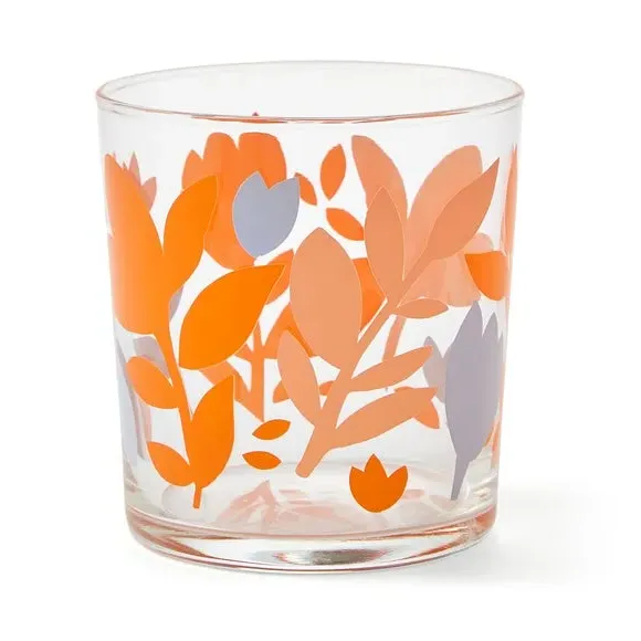 Patterned Tumbler with Floral Design - Orange