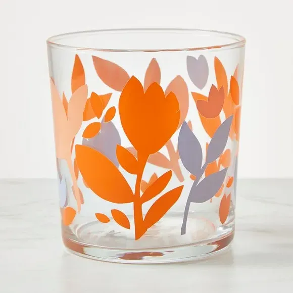 Patterned Tumbler with Floral Design - Orange image