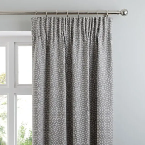Pencil Pleat Curtains - Grey, Cotton Blend image