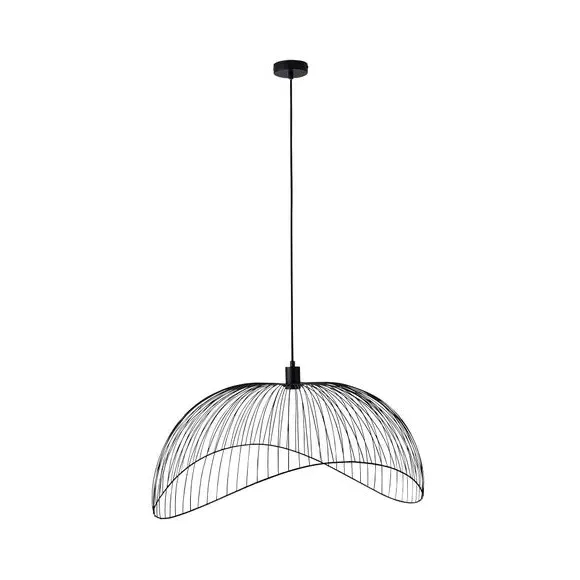 Pendant Light with Cage Design - Black, Metal