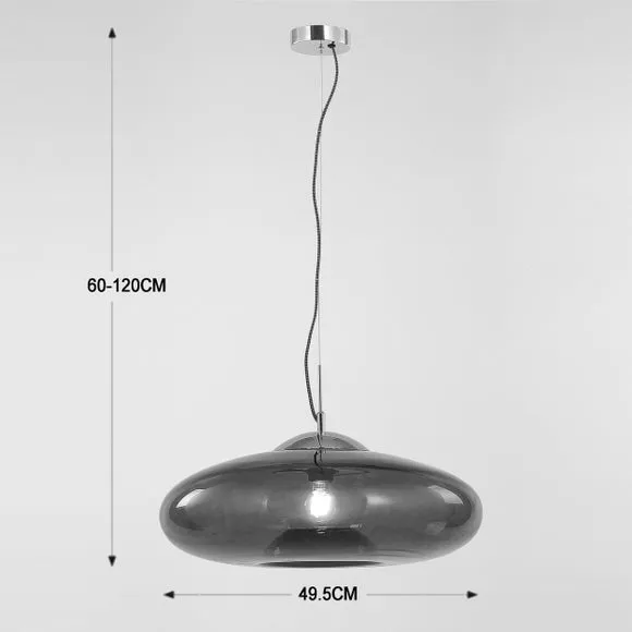 Pendant Light with Chrome Gimbal - Green, Glass