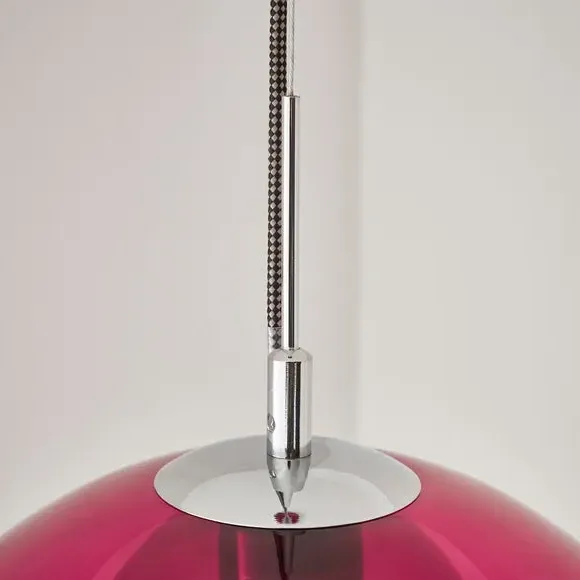 Pendant Light with Glass Shade - Pink, Chrome