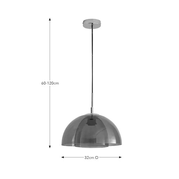 Pendant Light with Glass Shade - Pink, Chrome