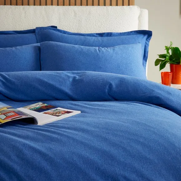Plain Duvet Cover & Pillowcase Set - Blue