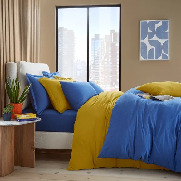 Plain Duvet Cover & Pillowcase Set - Blue
